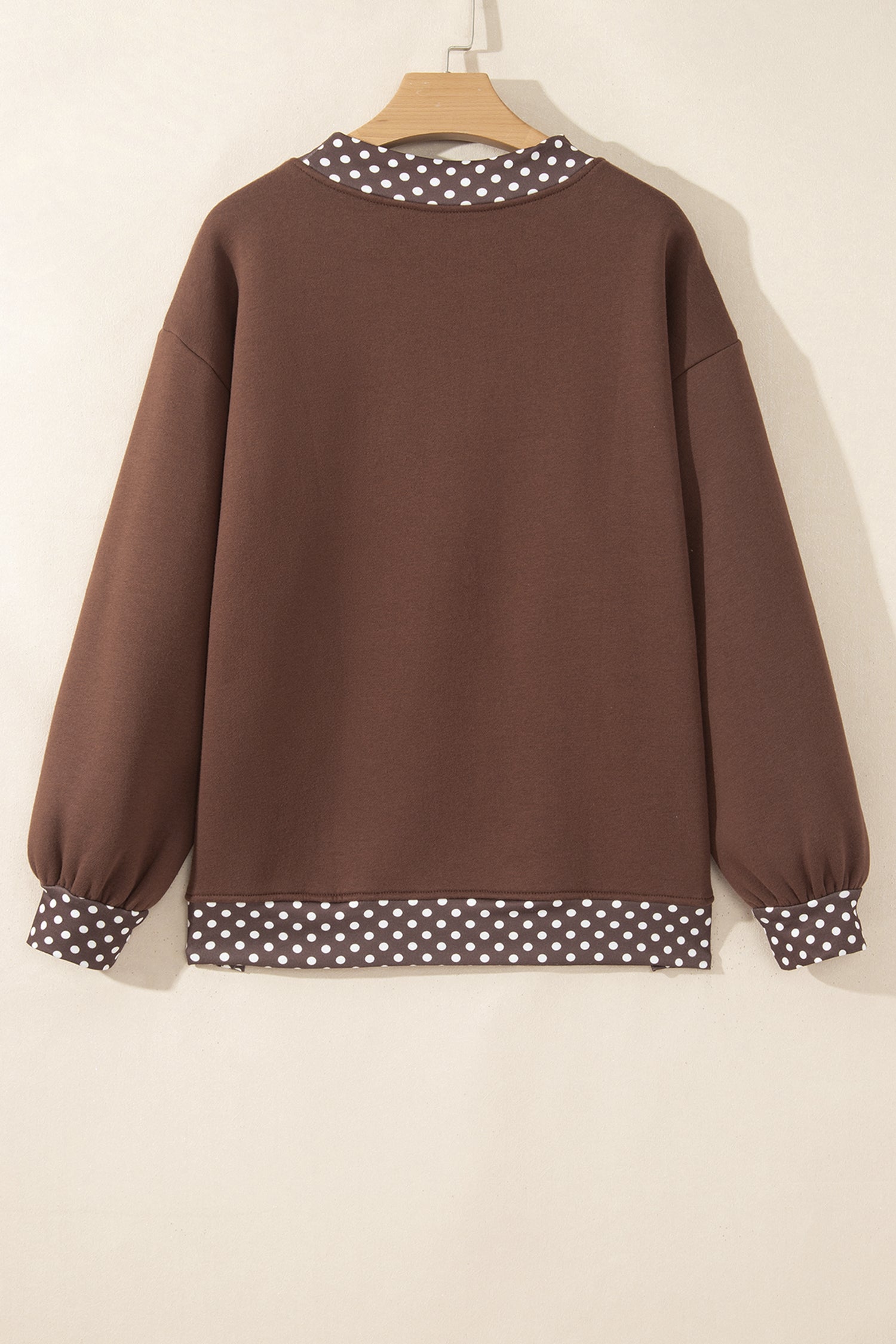 Dark Green Colorblock Polka Dot Contrast Trim Oversized Sweatshirt
