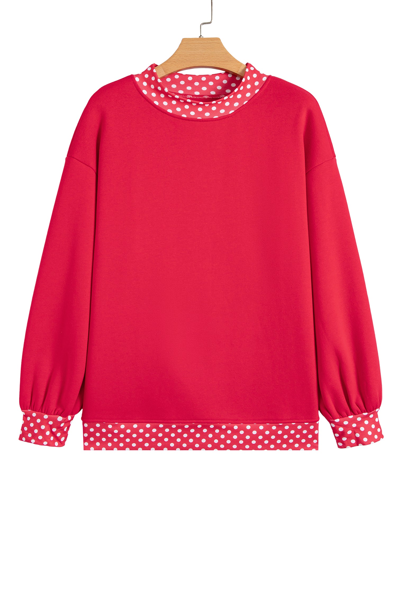 Dark Green Colorblock Polka Dot Contrast Trim Oversized Sweatshirt