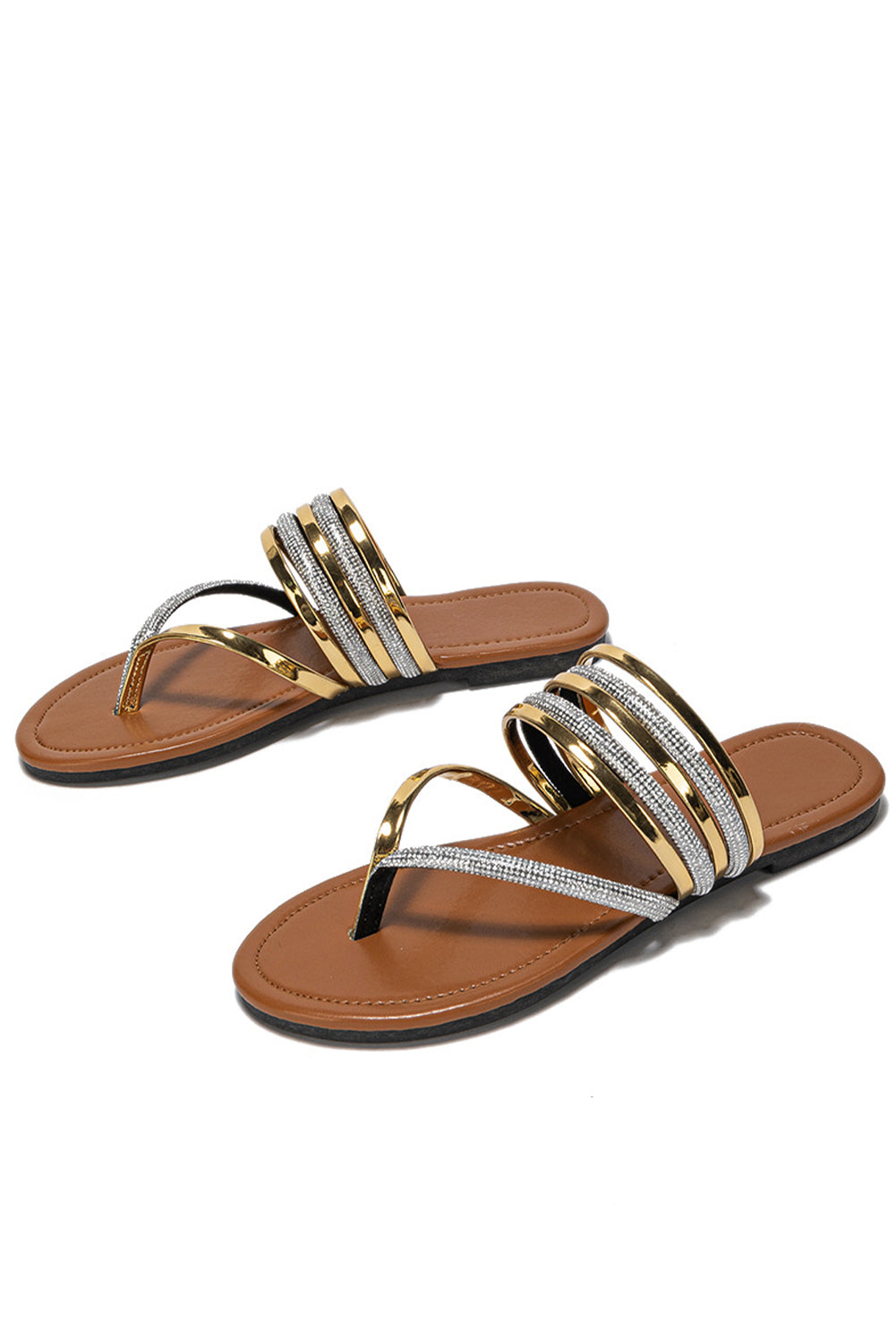 Gold Boho Shiny Anti Slip Thong Sandals