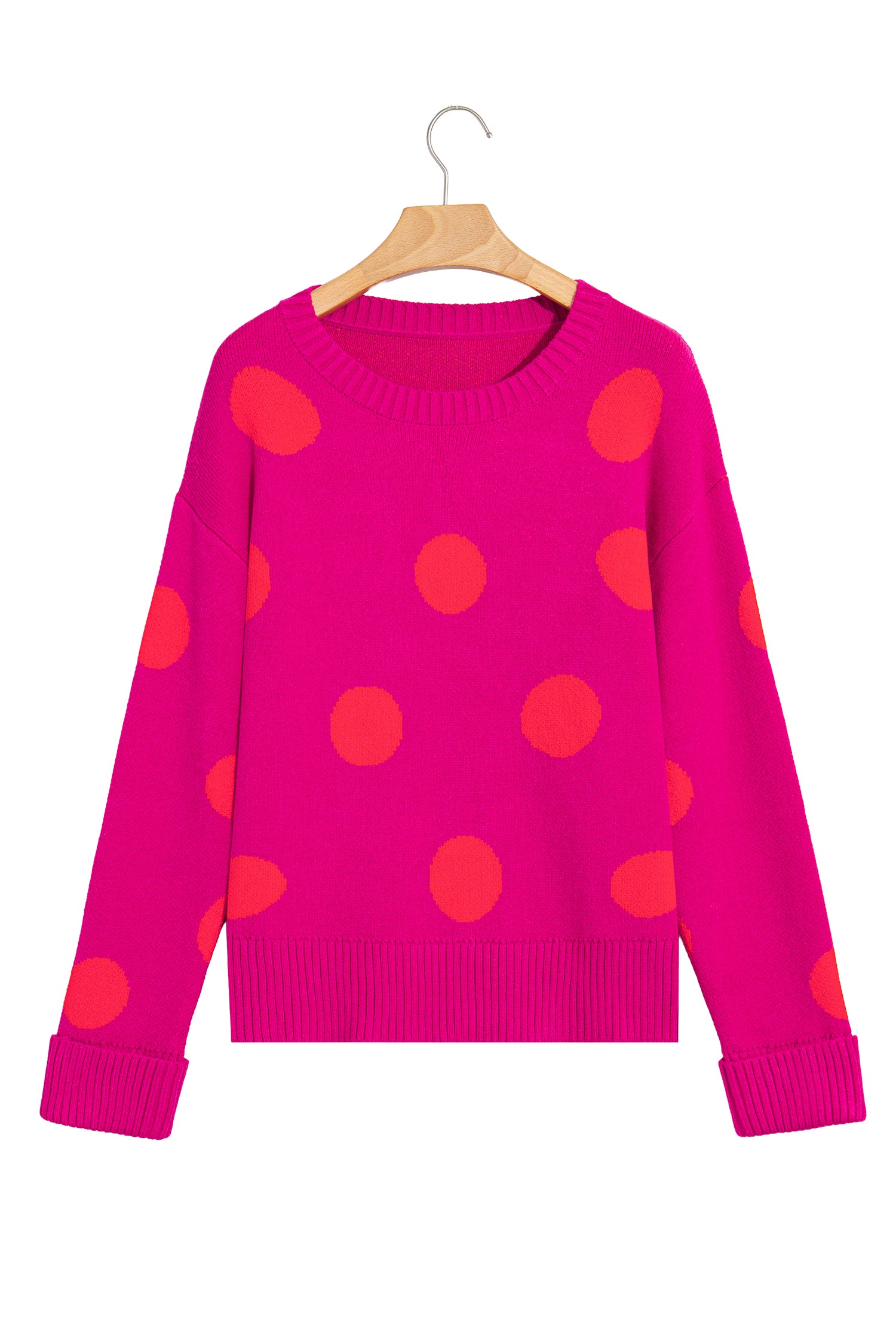 Strawberry Pink Playful Cozy Polka Dot Sweater