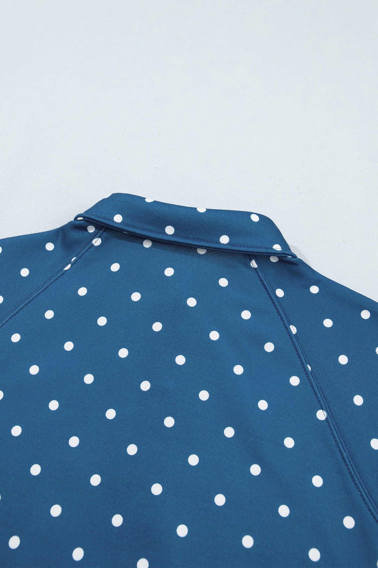 Brown Polka Dot Print Metal Button Collar Casual Pullover Sweatshirt