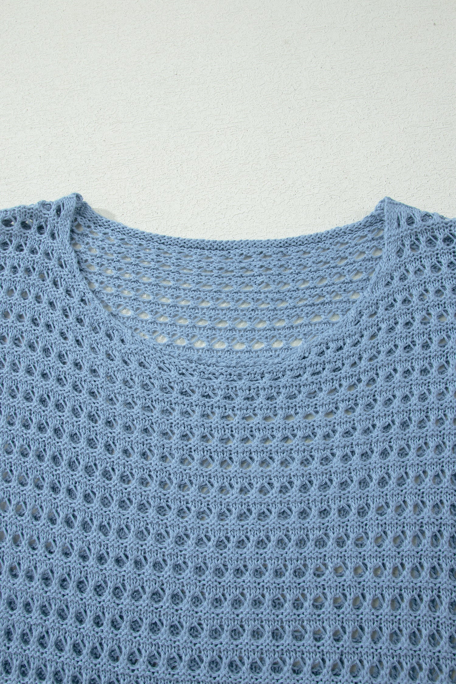 Myosotis Solid Color Hollow Out Knit Long Sleeve Crochet Sweater