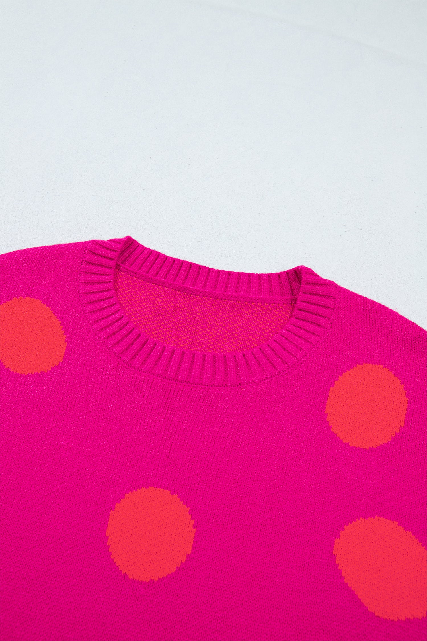 Strawberry Pink Playful Cozy Polka Dot Sweater