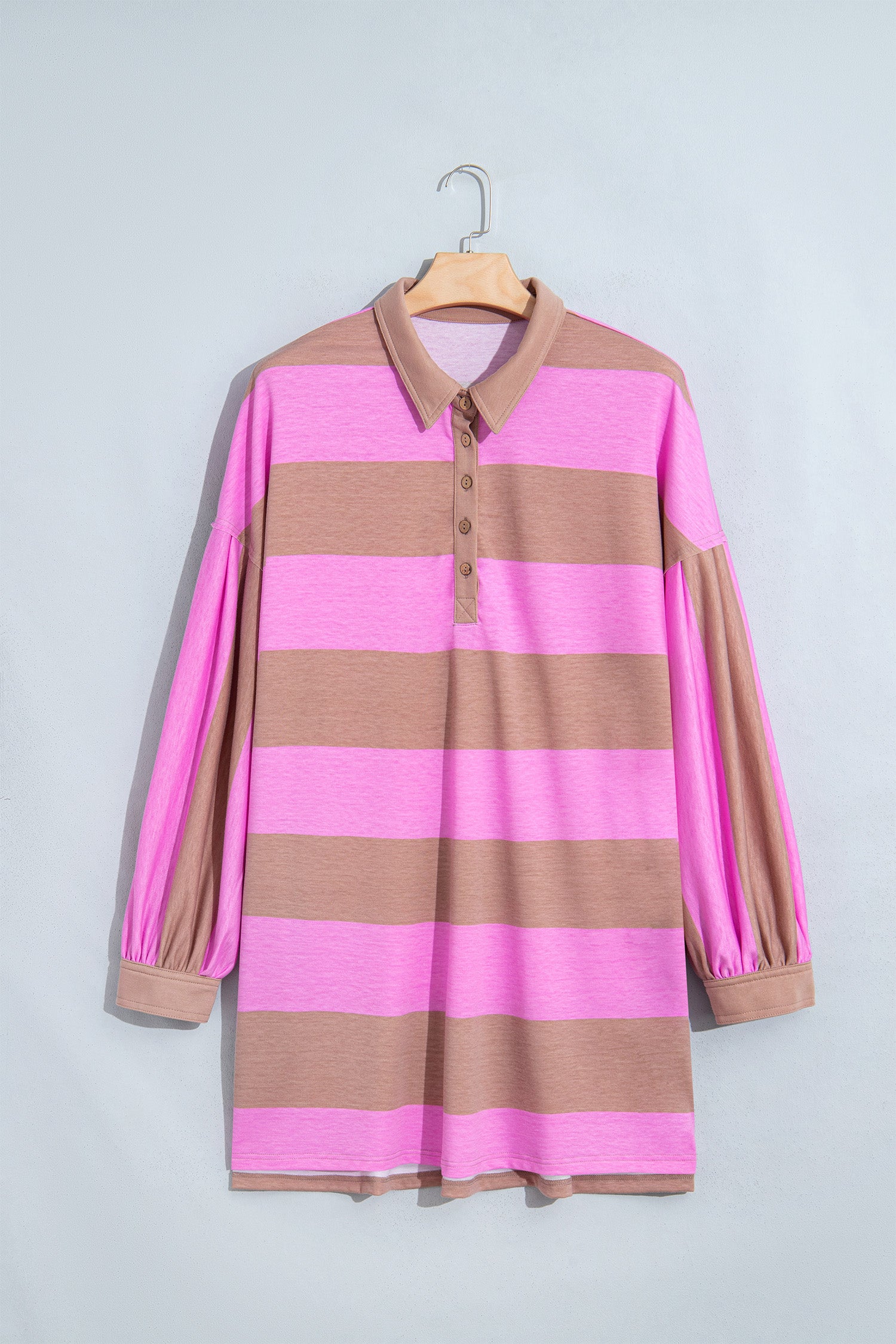 Rose Stripe Striped Colorblock Long Sleeve V Neck Shift Plus Size Dress