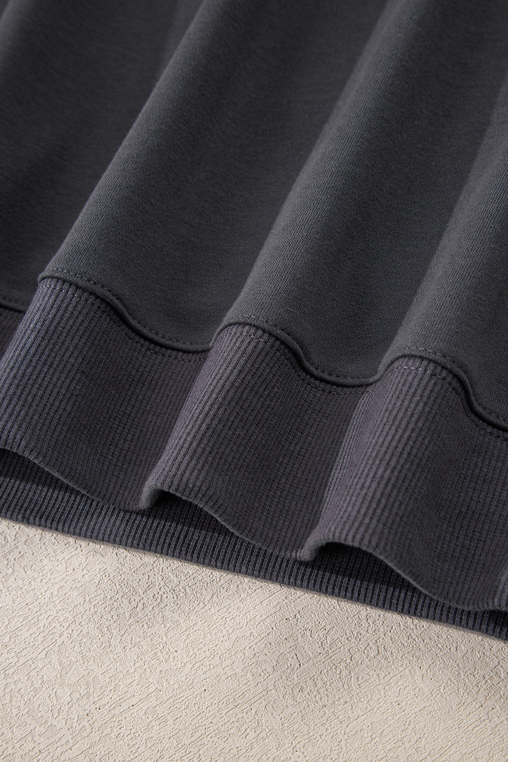 Dark Grey Preppy Striped Sleeve Loose Sweatshirt