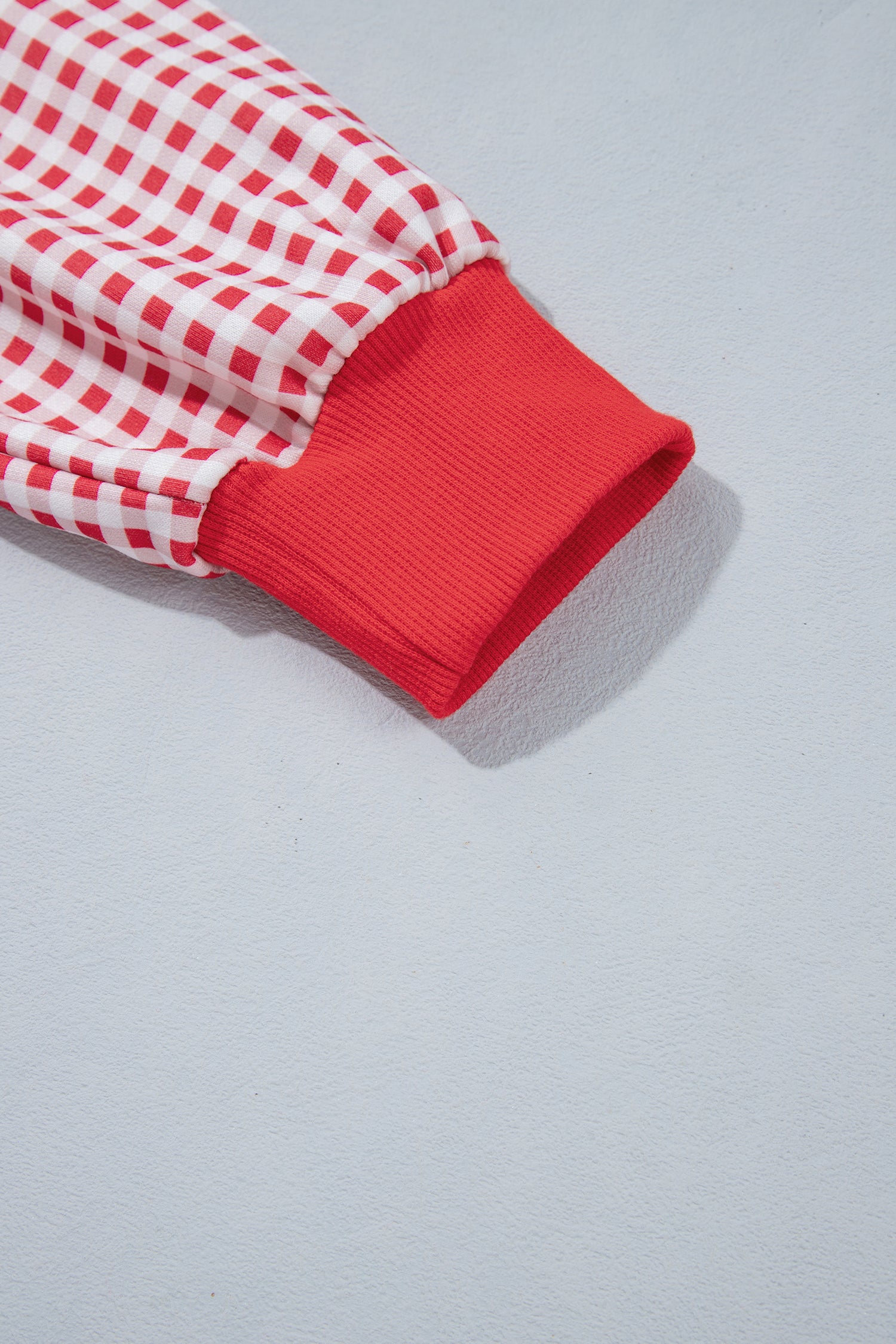 Fiery Red Gingham Plaid Oversized Pullover Sweatshirt