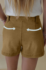 Pale Khaki Contrast Arrow Detail Western Denim Shorts