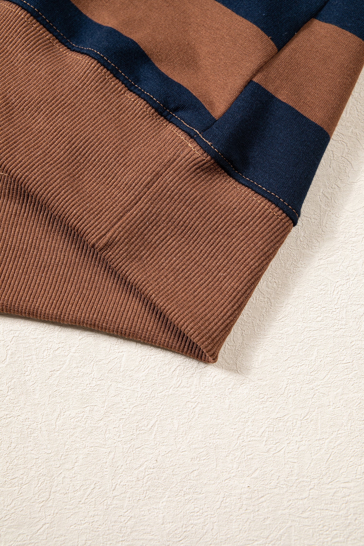 Orange Stripe Colorblock Mock Neck Relaxed Sweatshirt