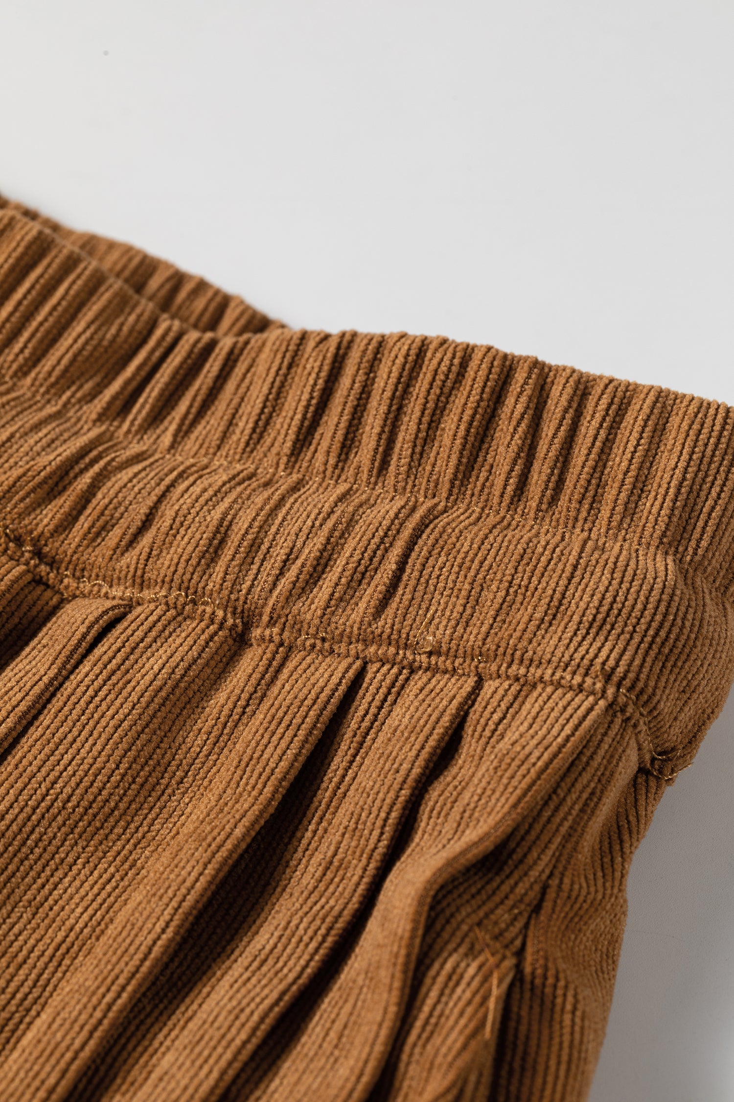 Thai Curry Elastic Waist Wooden Button Placket Ankle Length Wide Leg Pants