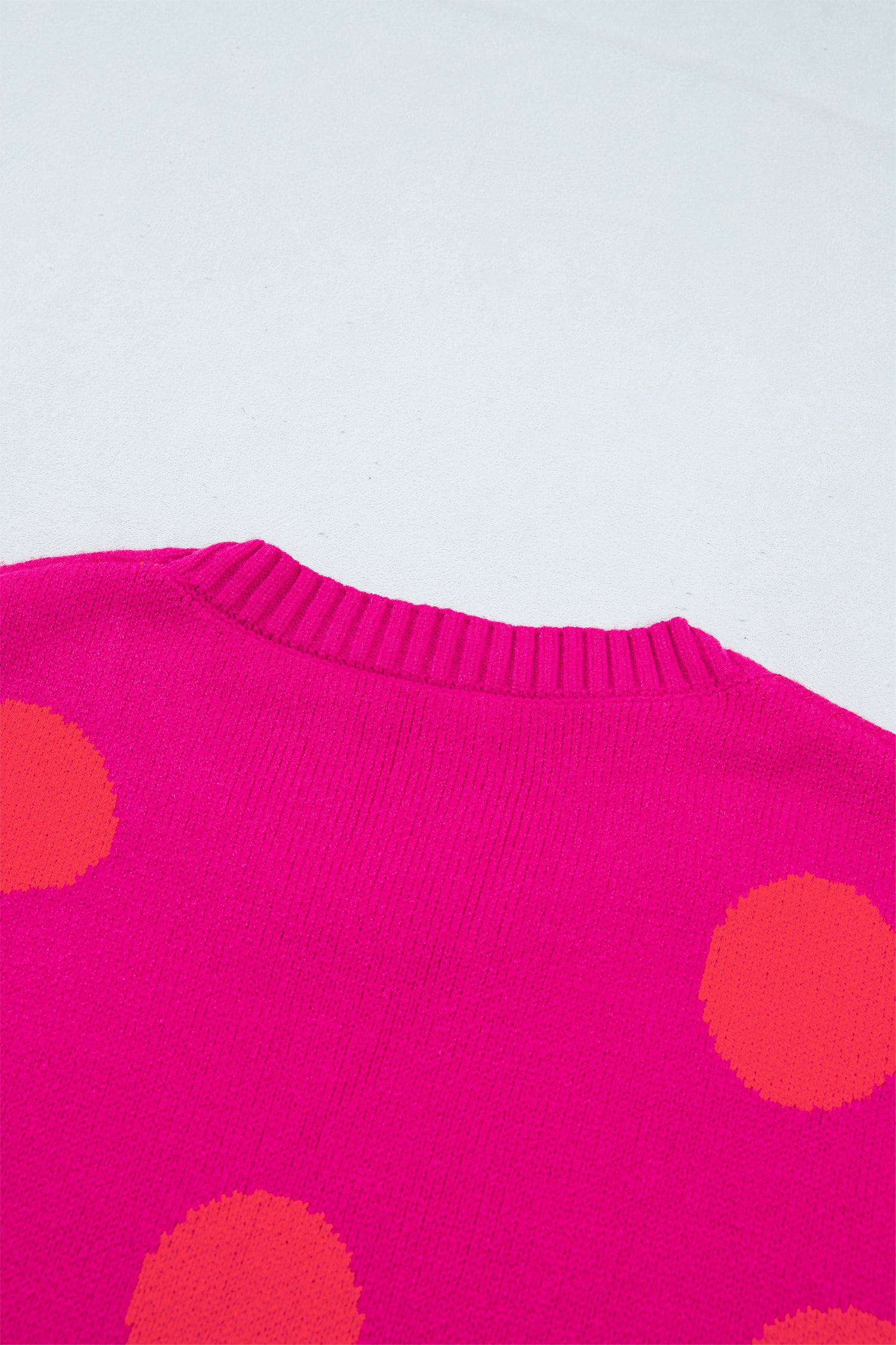 Strawberry Pink Playful Cozy Polka Dot Sweater
