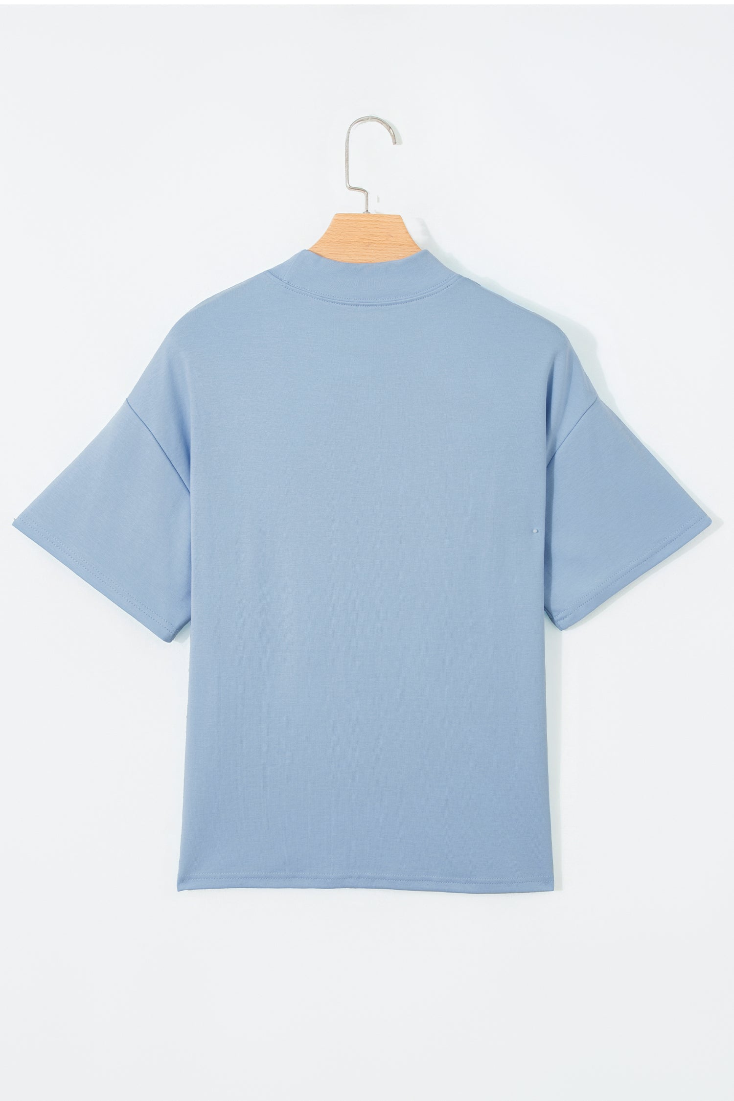 Dark Blue Solid Color High Neck Oversize Tee