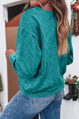 Sea Green  saved by grace Letter Embroidery Mineral Wash Loose Sweatshirt