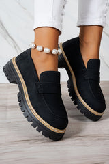 Black Contrast Color Platform Loafers