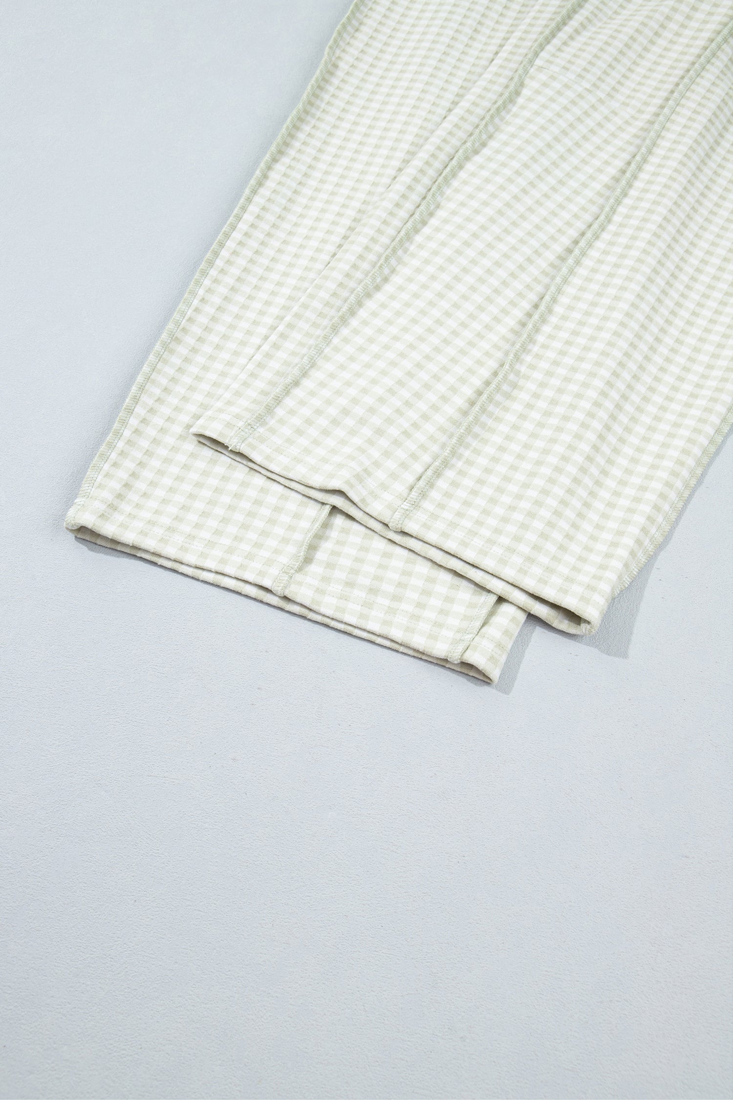 Green Plaid Contrast Trim Drawstring Elastic Waist Shift Pants