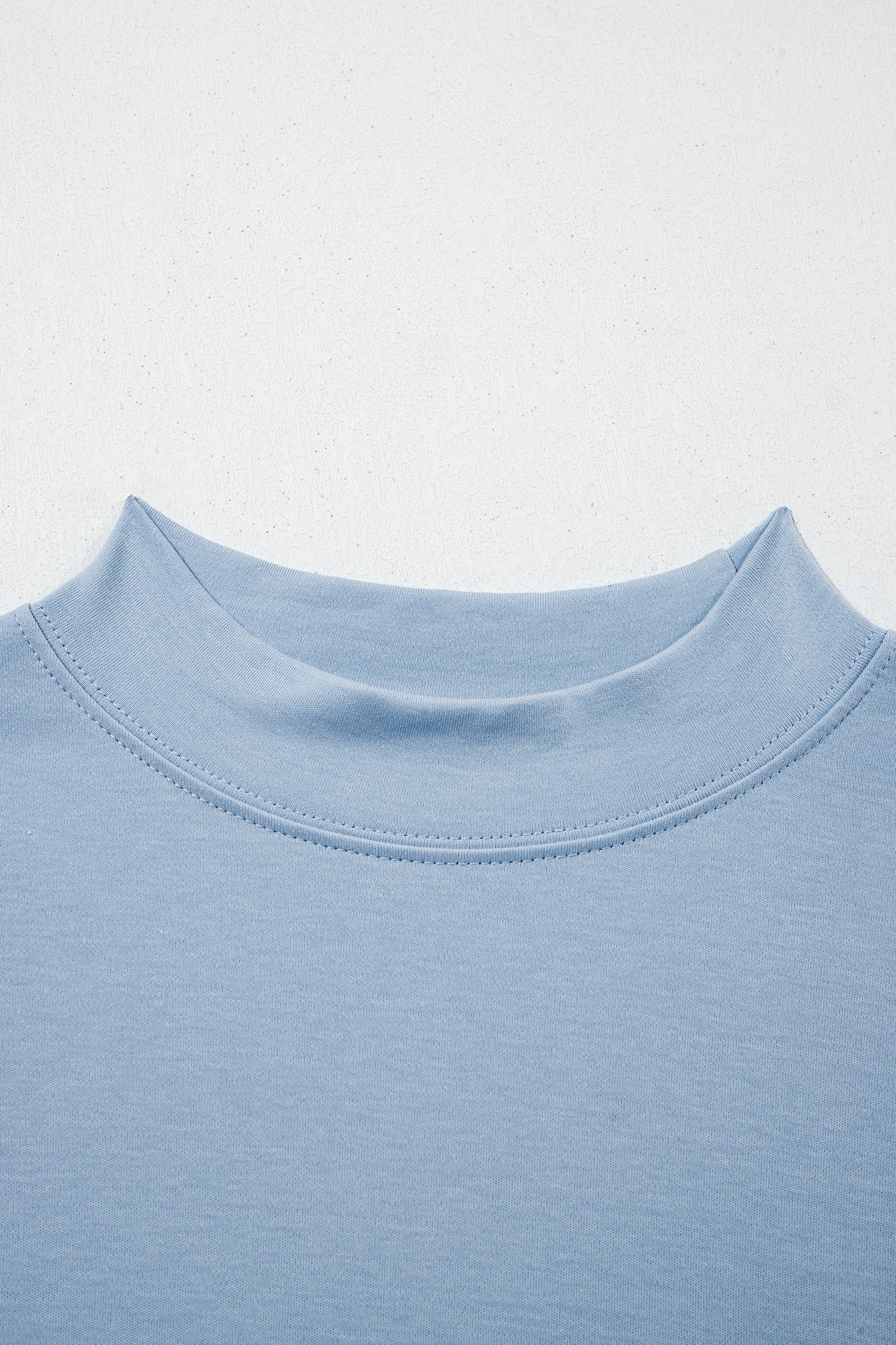 Dark Blue Solid Color High Neck Oversize Tee