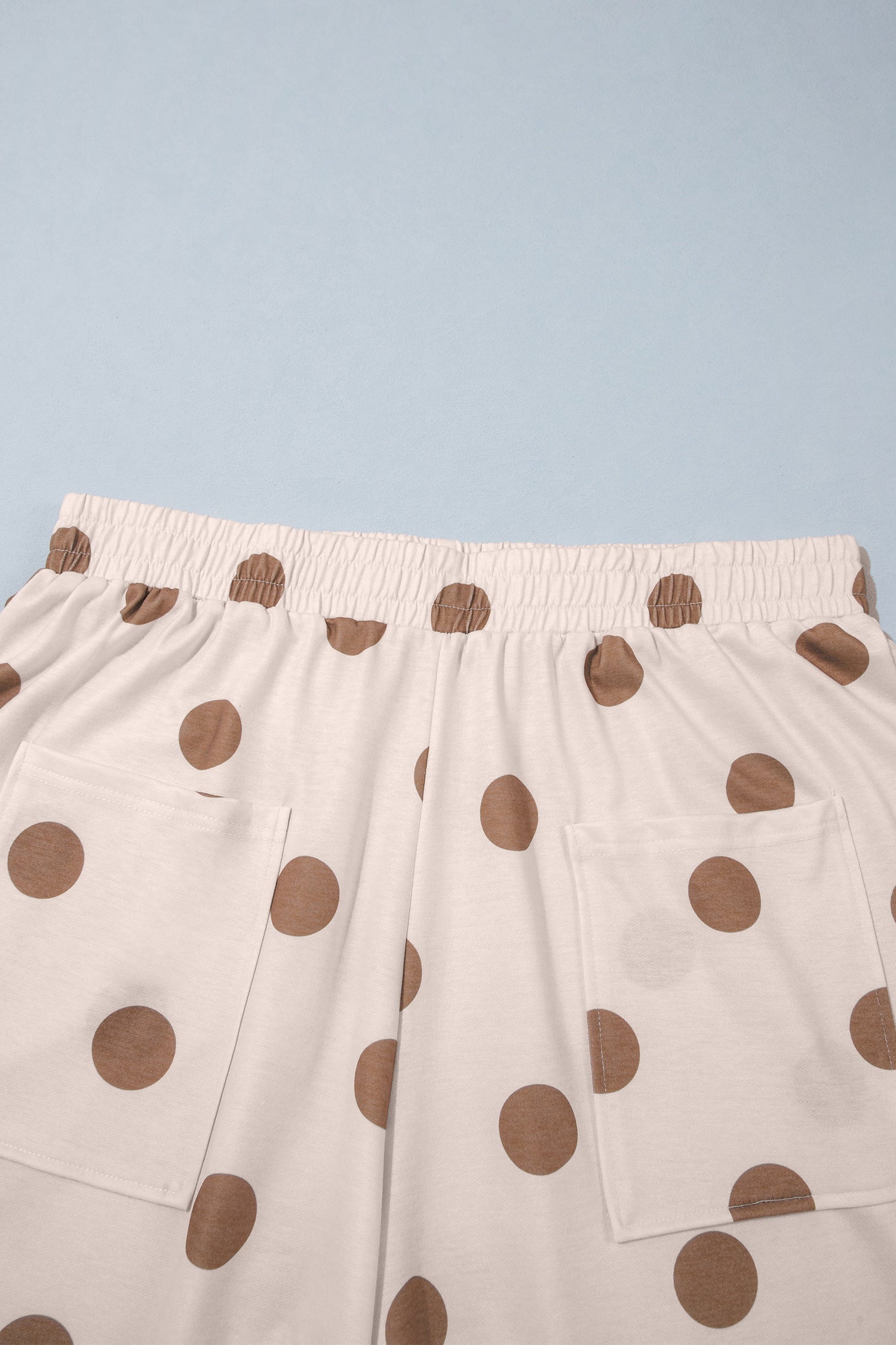 Khaki Polka Dot Elastic Waist Wide Leg Plus Size Pants