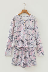 Pink Camo Henley Top and Short Set