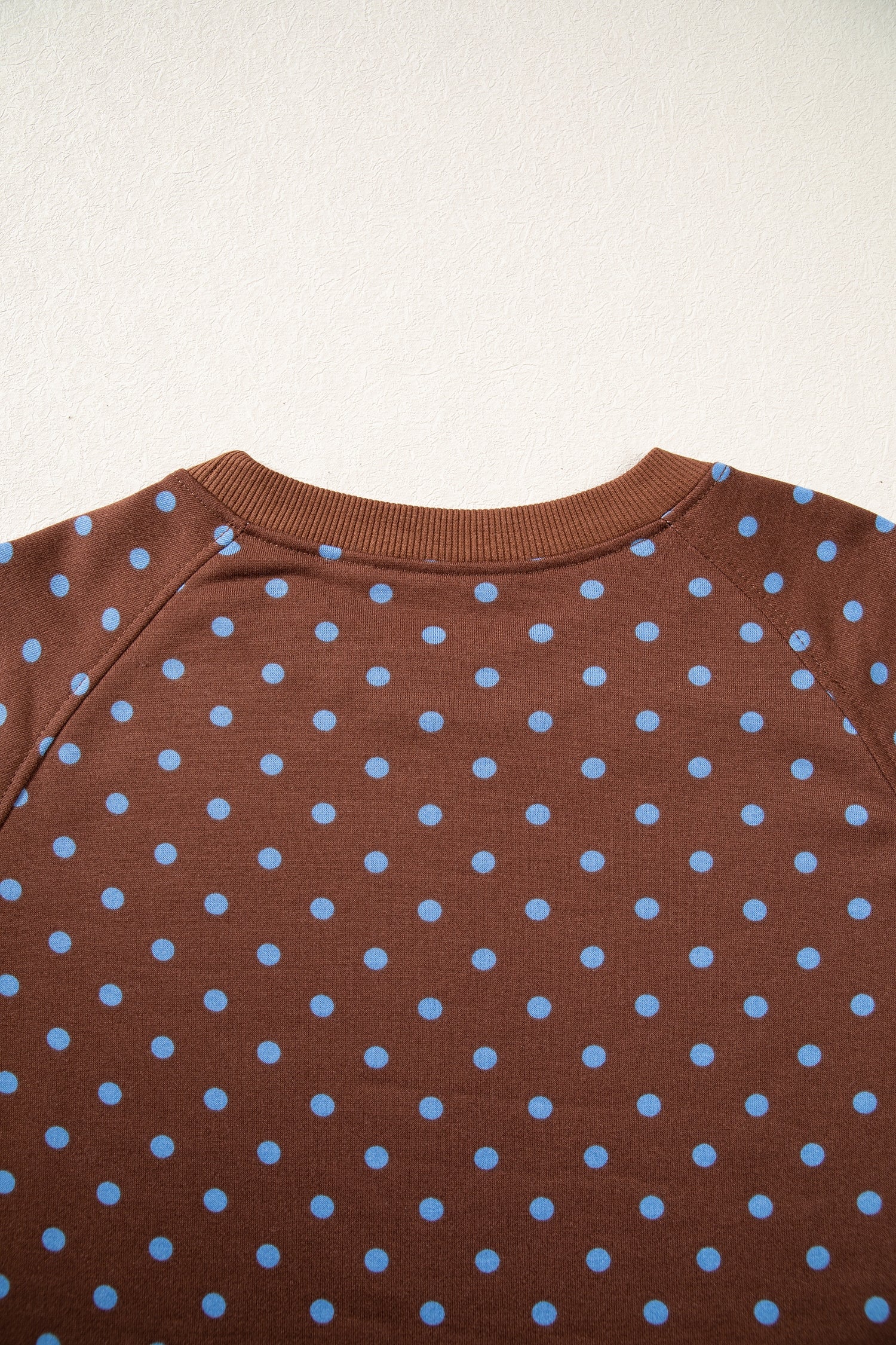 Brown Polka Dot Drawstring Wide Leg Long Sleeve Top Pant Set