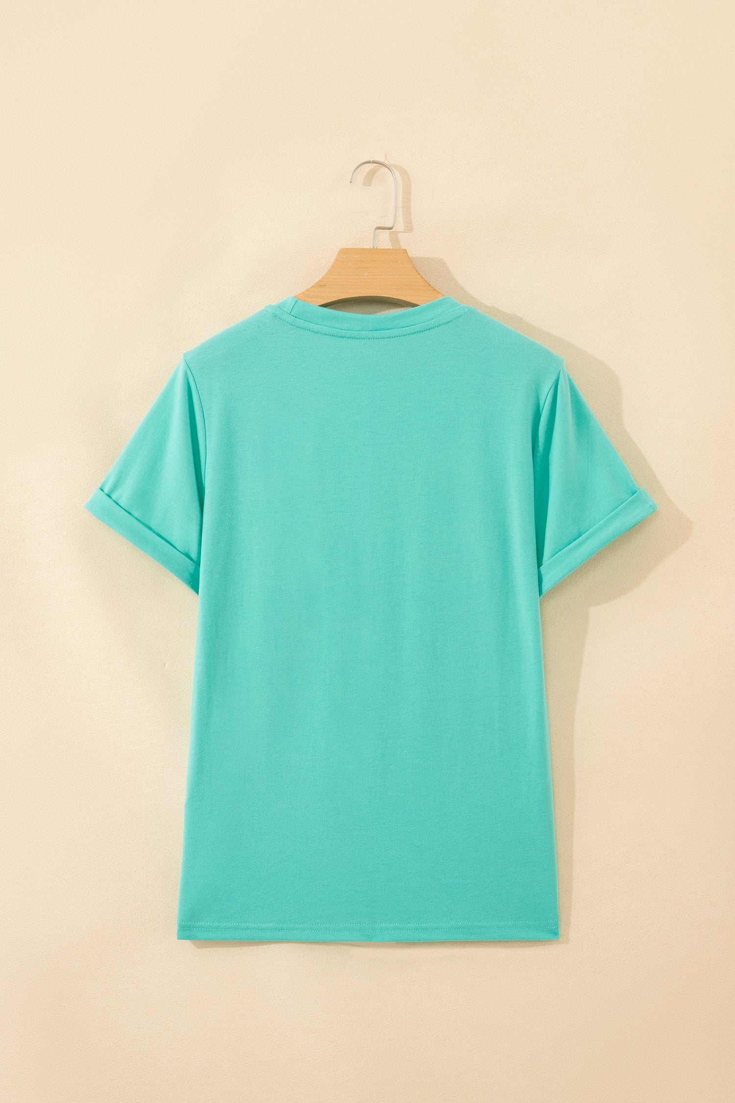 Yellow Cream Casual Plain Crew Neck Tee