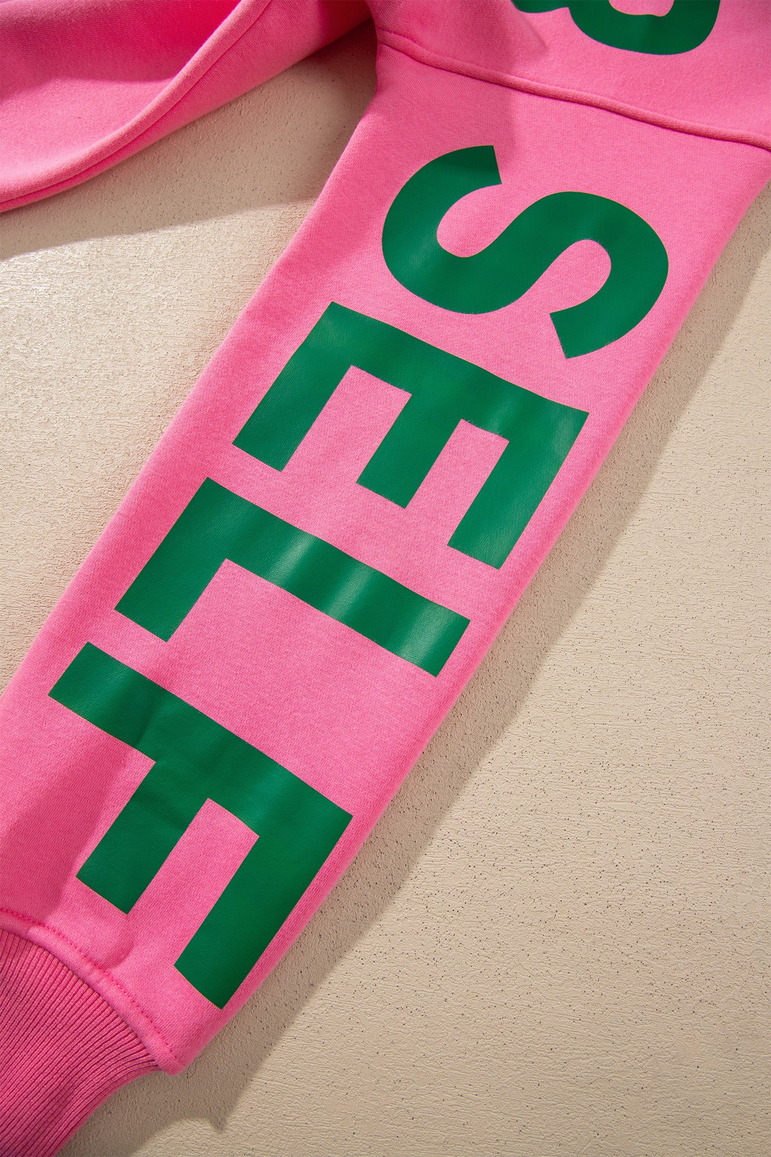 Sachet Pink Slogan Print Round Neck Long Sleeve Sweatshirt