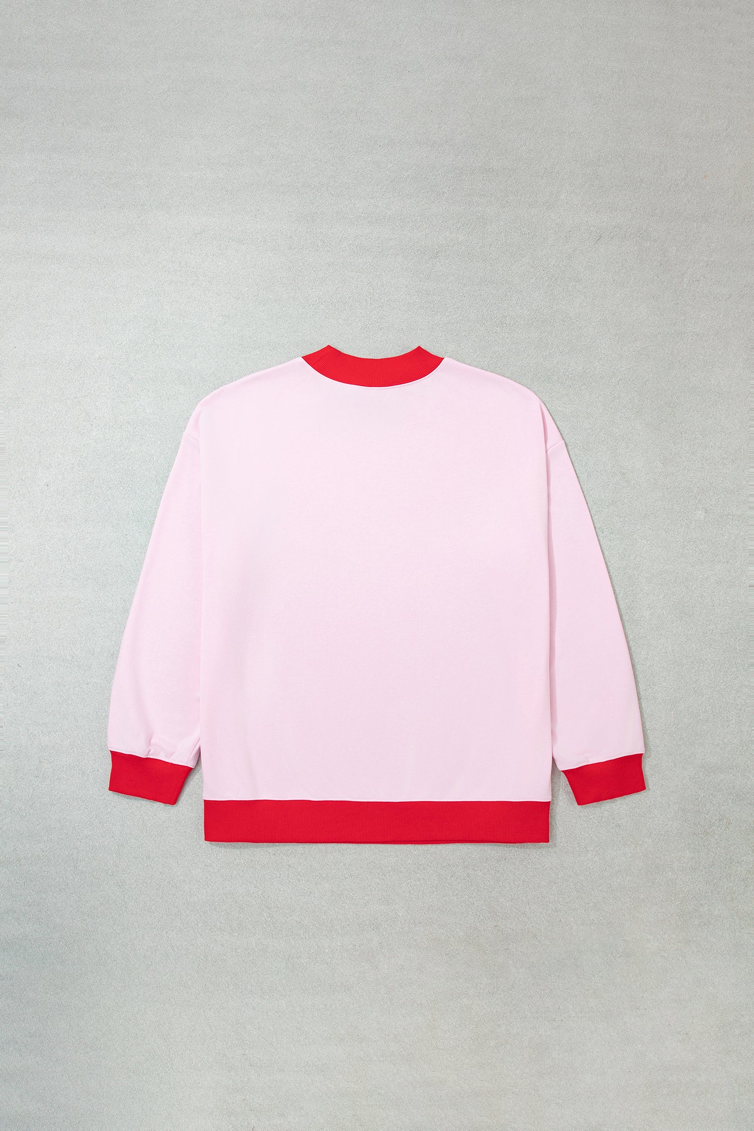 Pink Color Block Contrast Trim Plus Size Sweatshirt