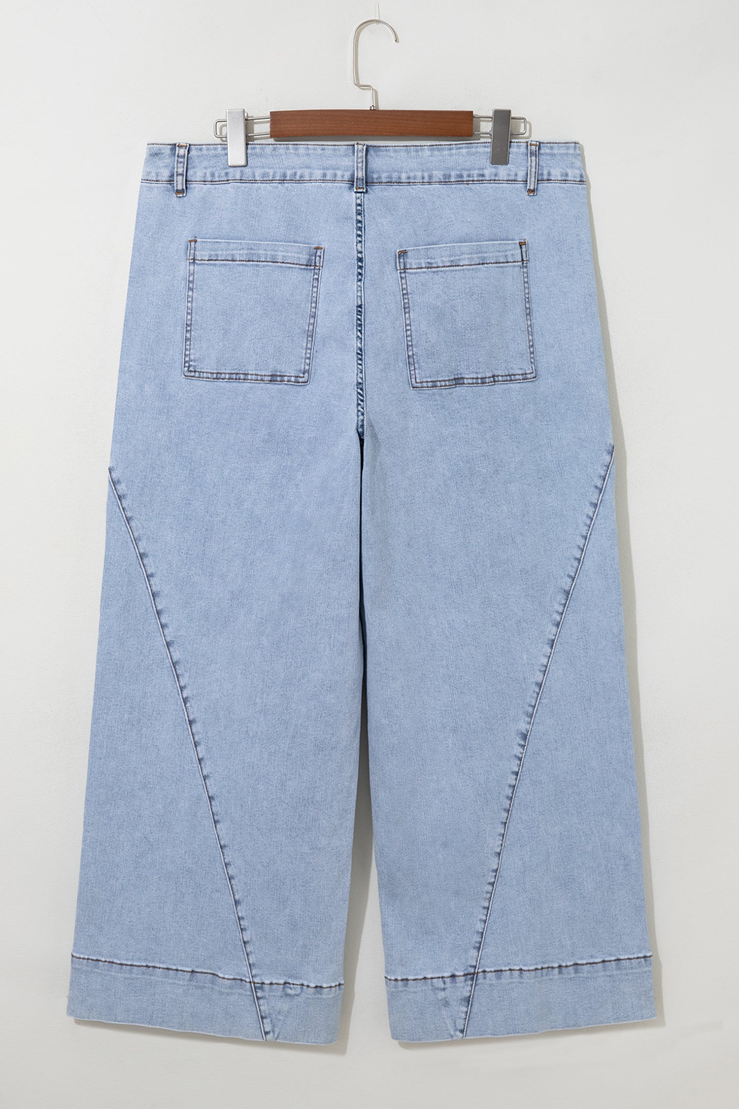 Beau Blue Solid Paneling Loose Fit Plus Size Jeans