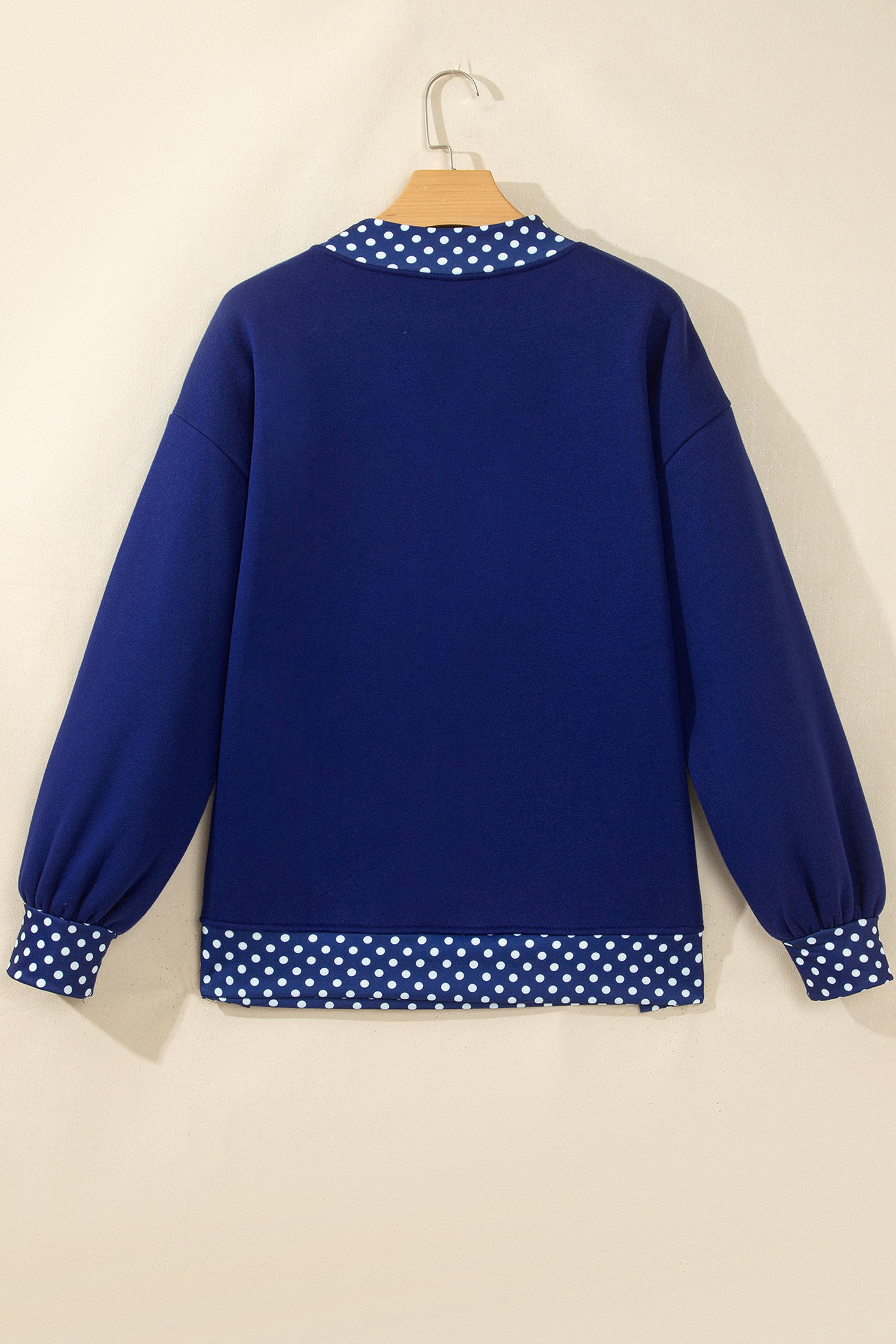 Dark Green Colorblock Polka Dot Contrast Trim Oversized Sweatshirt