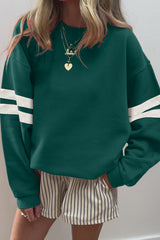 Fiery Red Varsity Striped Detail Drop Shoulder Oversized Sweatshirt