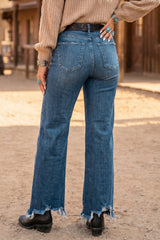 Ashleigh Blue High Waist Frayed Hem Flare Jeans