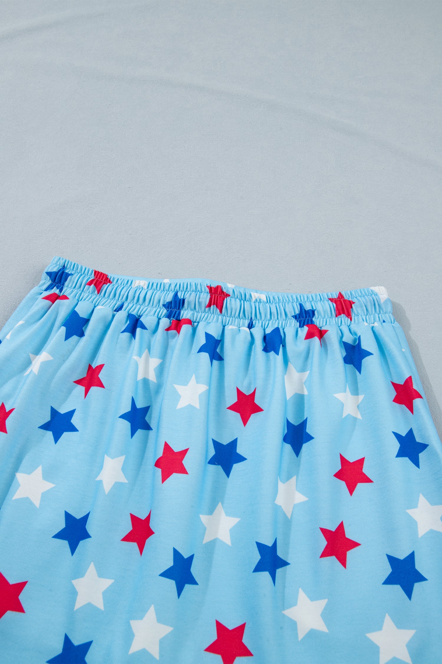 Sky Blue Patriotic Star Printed Beaded Drawstring Mini Skort