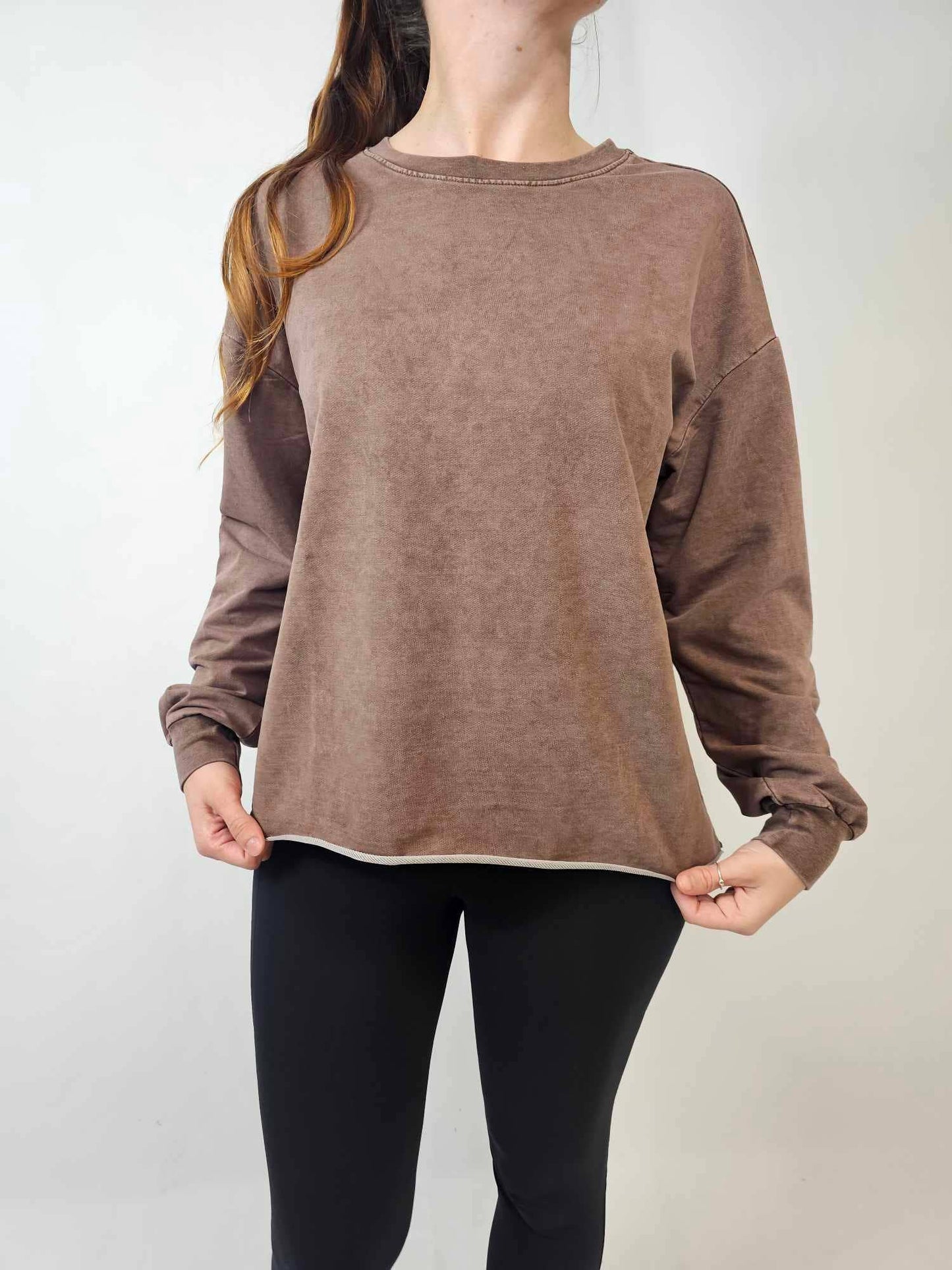 Long Sleeve Sweatshirt -Rust Brown