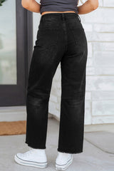 Black Sequin Ghost Patched Graphic Raw Hem Casual Jeans