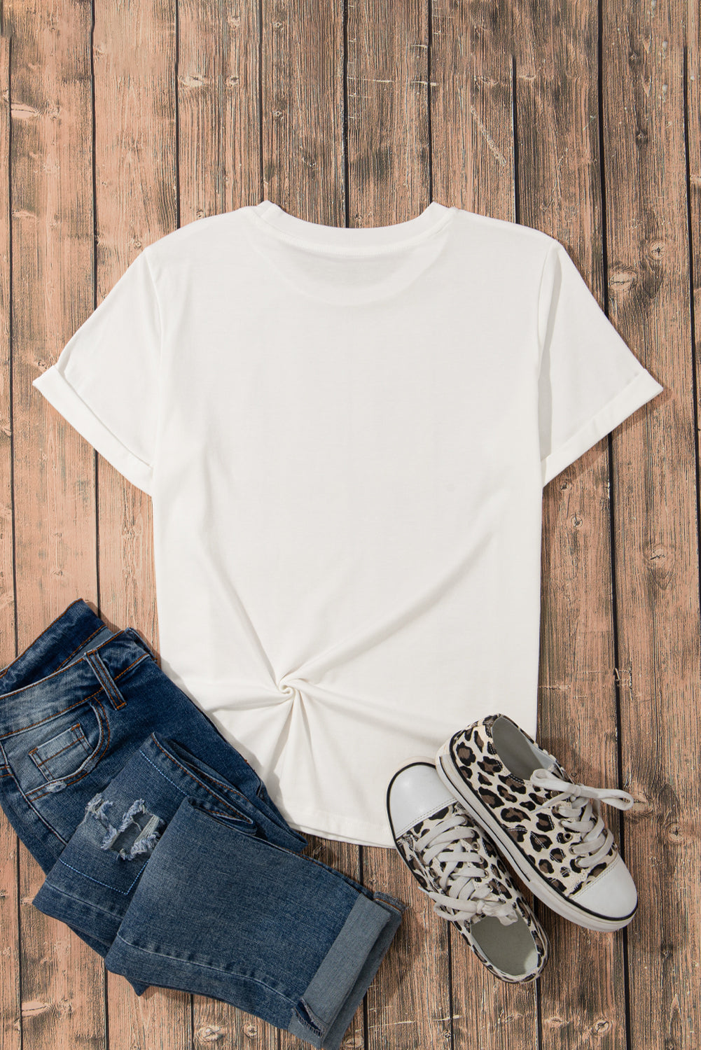 Yellow Cream Casual Plain Crew Neck Tee