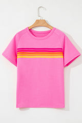 Bonbon Striped Patch Front Casual Tee