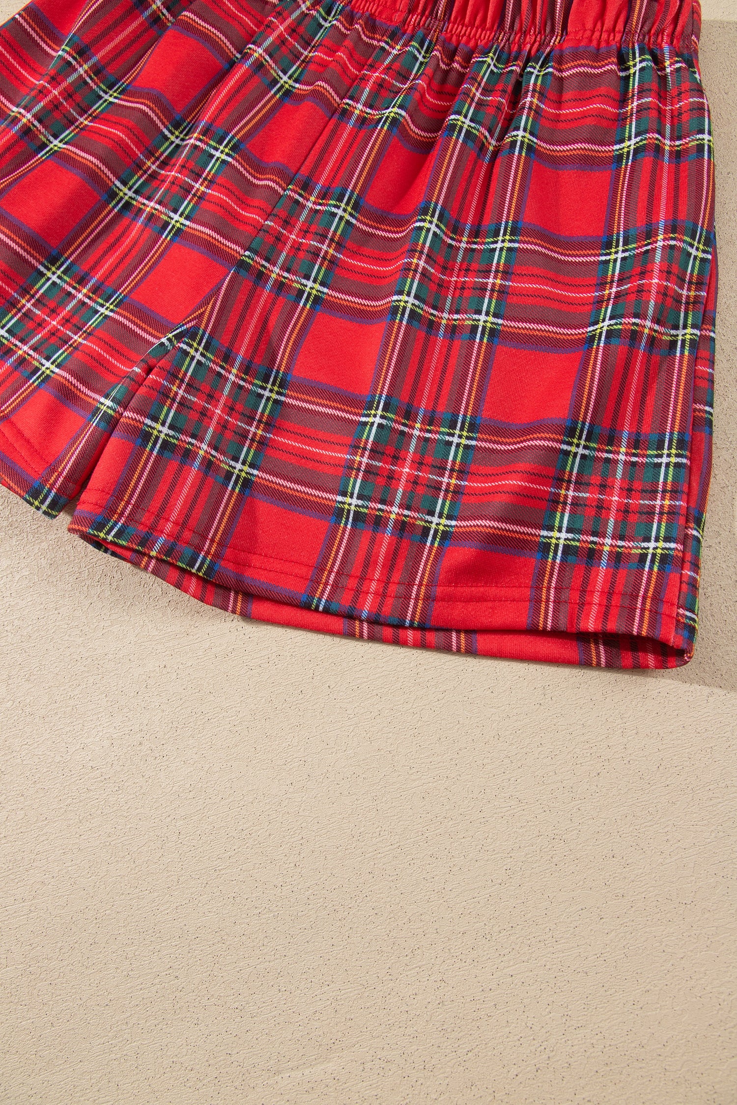 Red Plaid MERRY Holiday Long Sleeve Top and Shorts Set