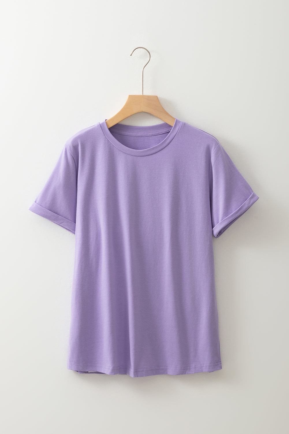 Yellow Cream Casual Plain Crew Neck Tee