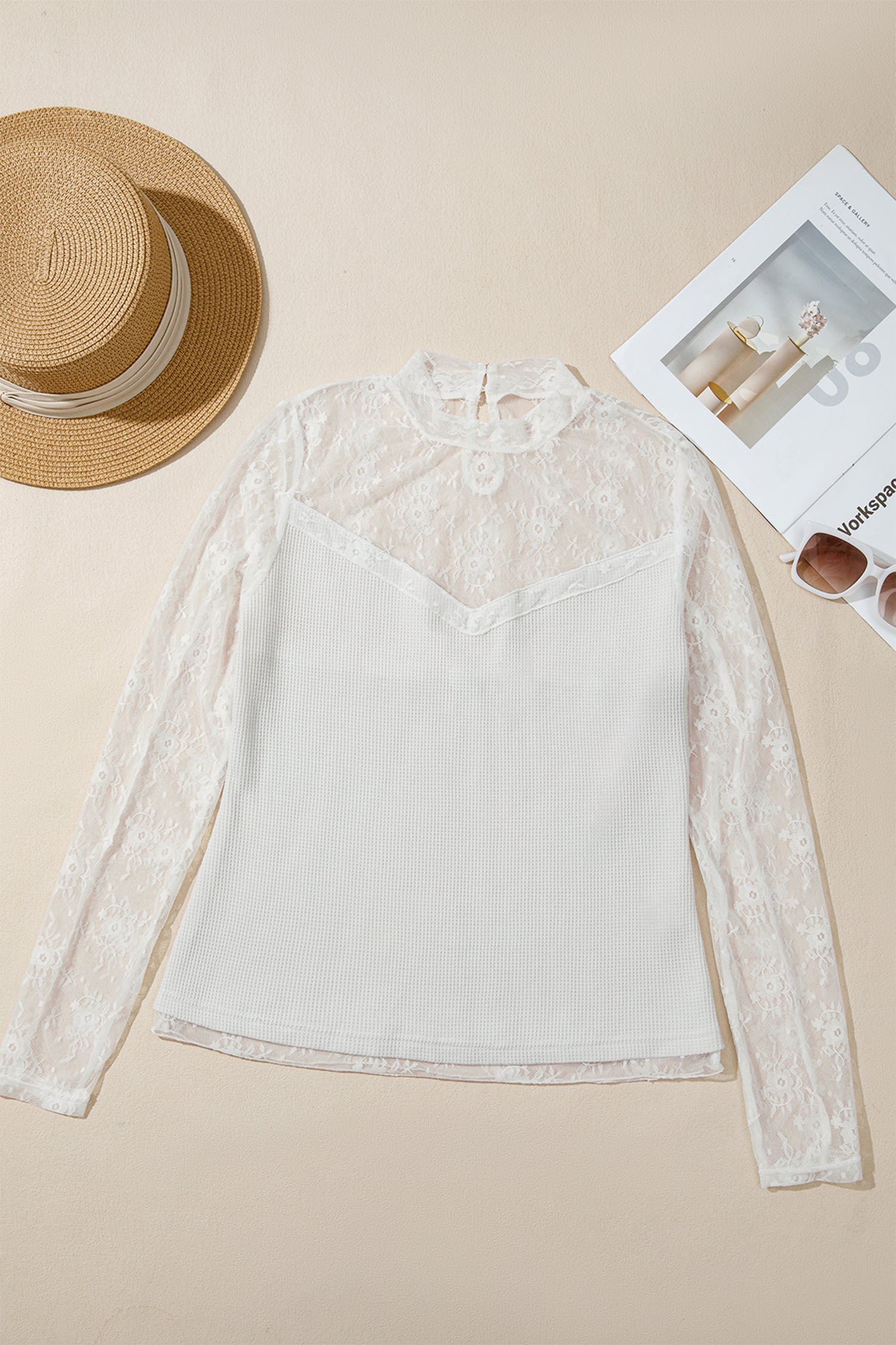Jet Stream Lace Mesh Long Sleeve Top