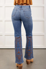 Ashleigh Blue Embroidered Flare Leg Jeans