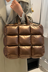 Gold Quilted Padded Tote Bag