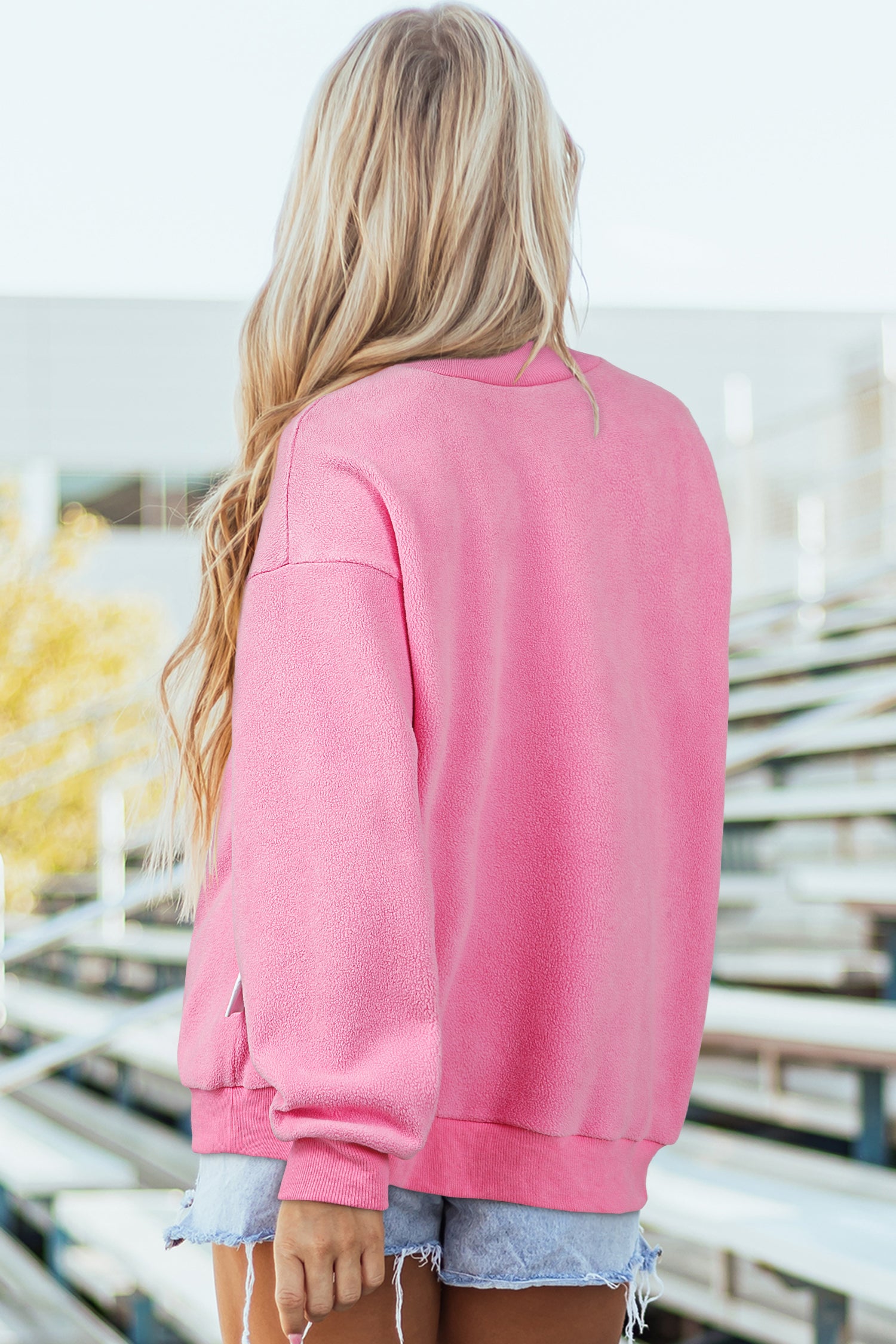 Racing Red Oversize Drop Shoulder Reversible Mock Neck Sweatshirt