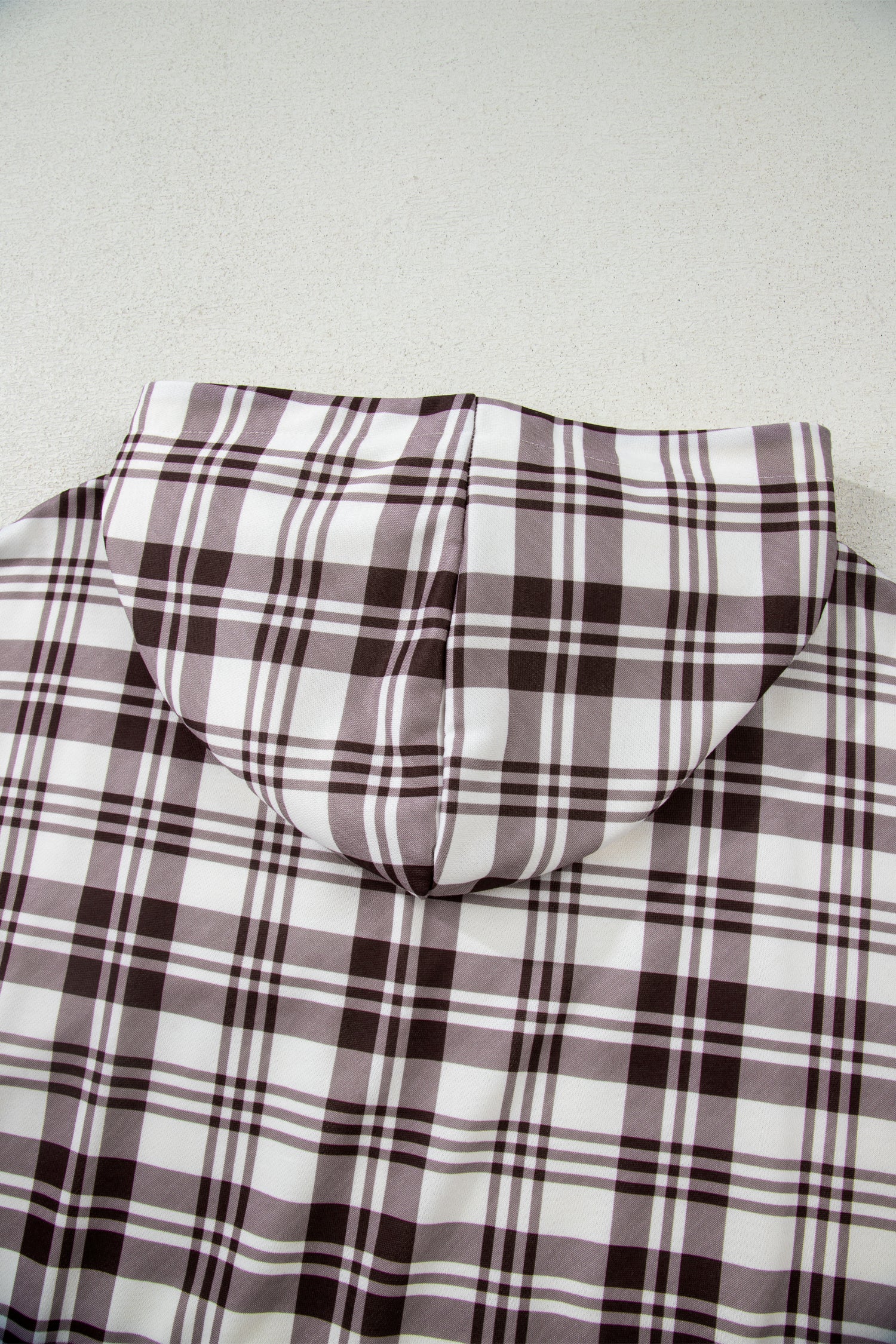 Beige Plaid Patchwork Side Slit Sweatshirt