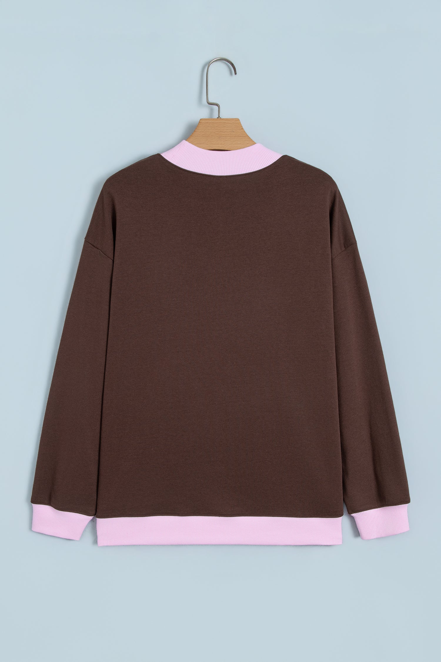 Pink Polka Dot Letter Graphic Colorblock Tunic Sweatshirt