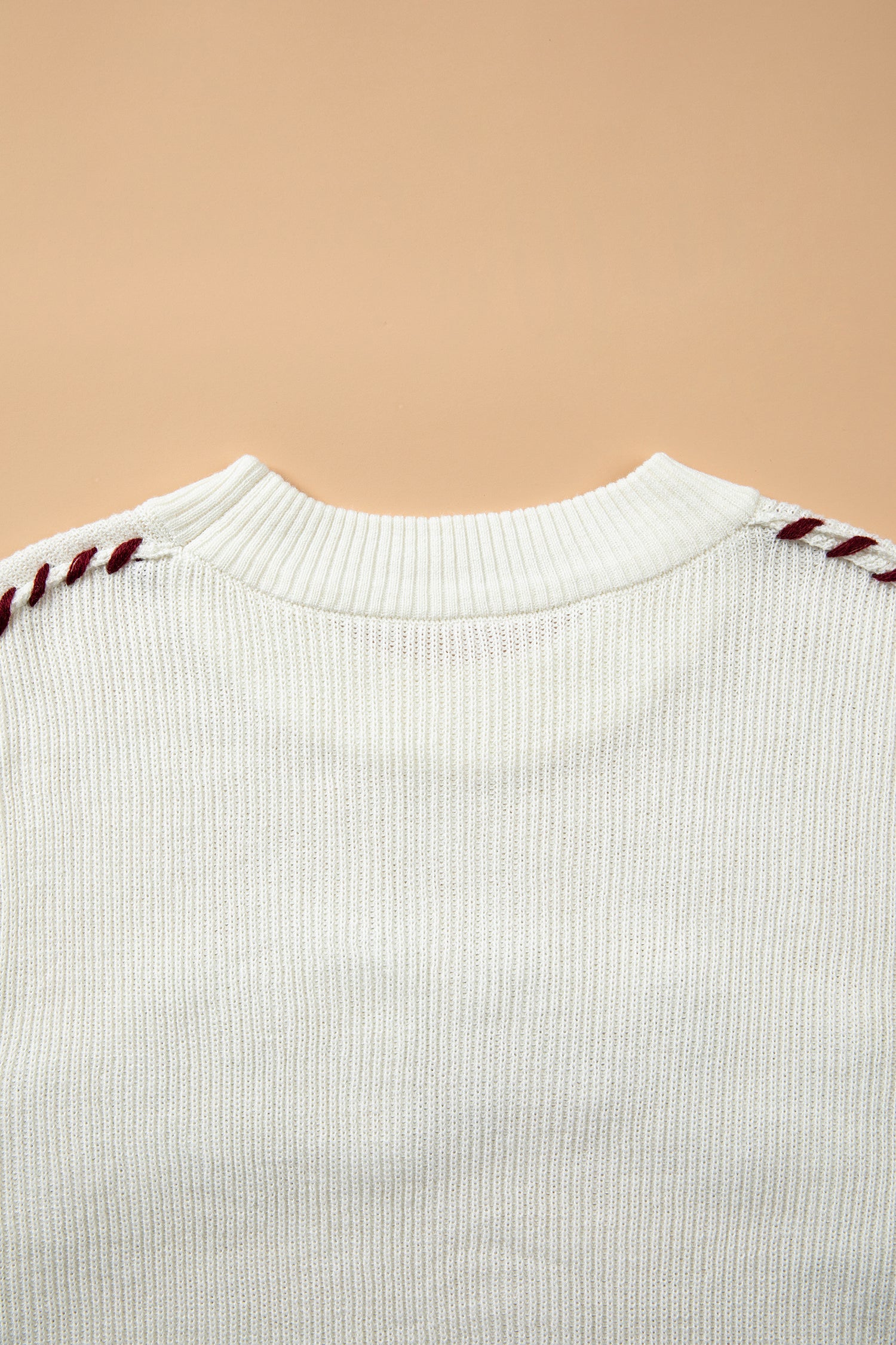 Beige Drop Shoulder Game Day Letter Print Pullover Sweater