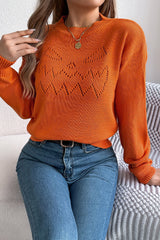 Flamingo Halloween Spooky Face Hollowed Pattern Casual Sweater