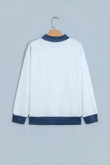 Light Grey Polka Dot Contrast Trim JESUS Letter Graphic Sweatshirt