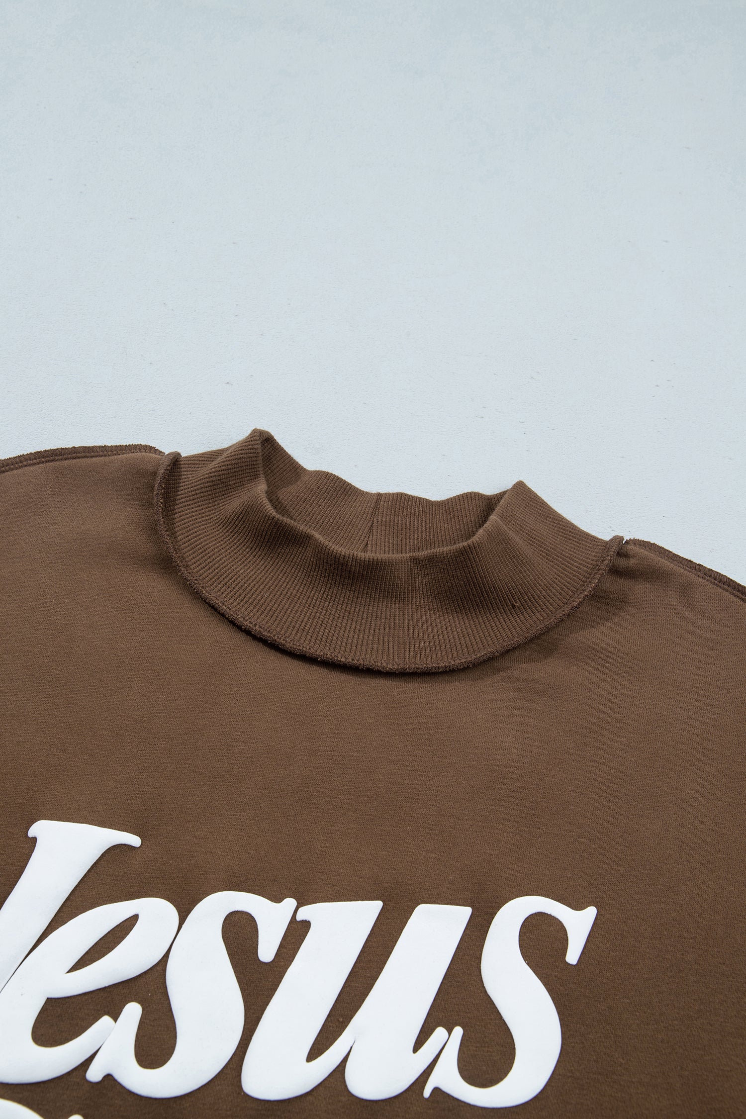 Fiery Red Jesus Saves Slogan Print Stand Neck Baggy Sweatshirt