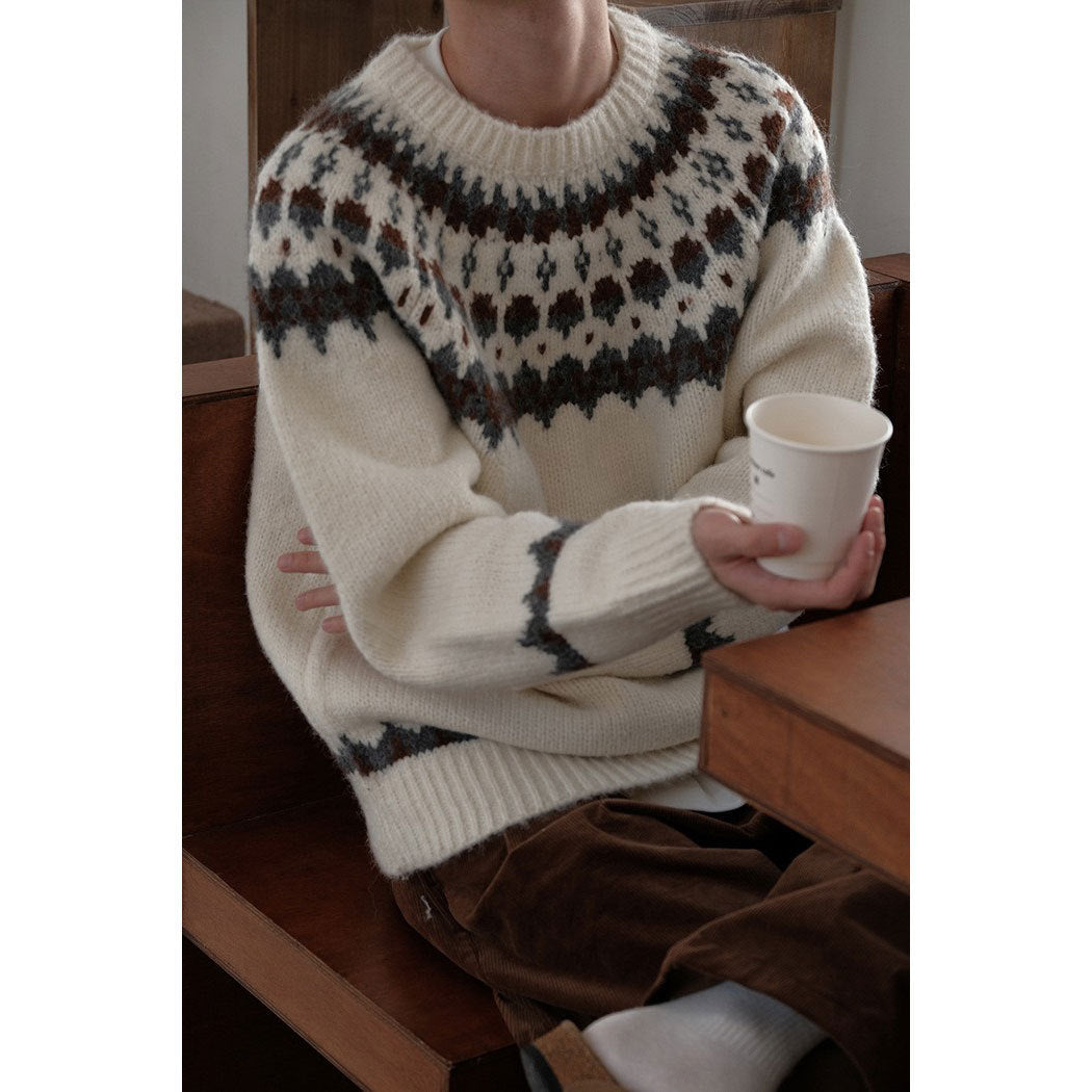 Retro Contrast Color Sweater Knitwear