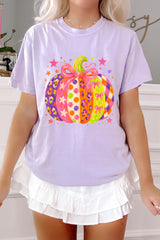Orchid Petal Playful Pumpkin Printed Graphic T Shirt