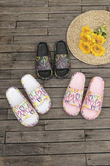 White Colorful Heart Print EVA Slippers