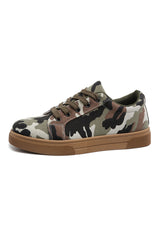 Four Leaf Clover Camouflage Print Lace-up Flat Shoes